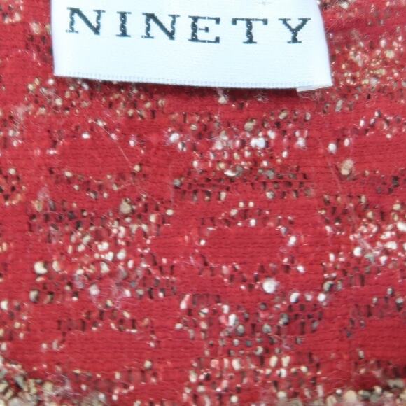 Vintage 90s Ninety Red and Tan Marled Textured Knit Tank Top L - Picture 6 of 7